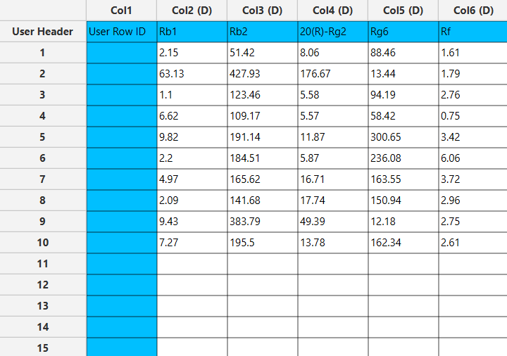 Correlation Analysis input